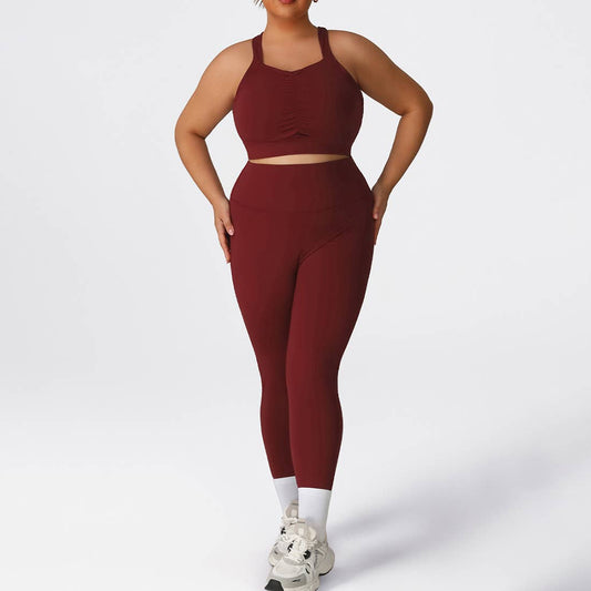 Women's Plus Size Quick-Dry High-Stretch Tight Yoga Set Sodalemon