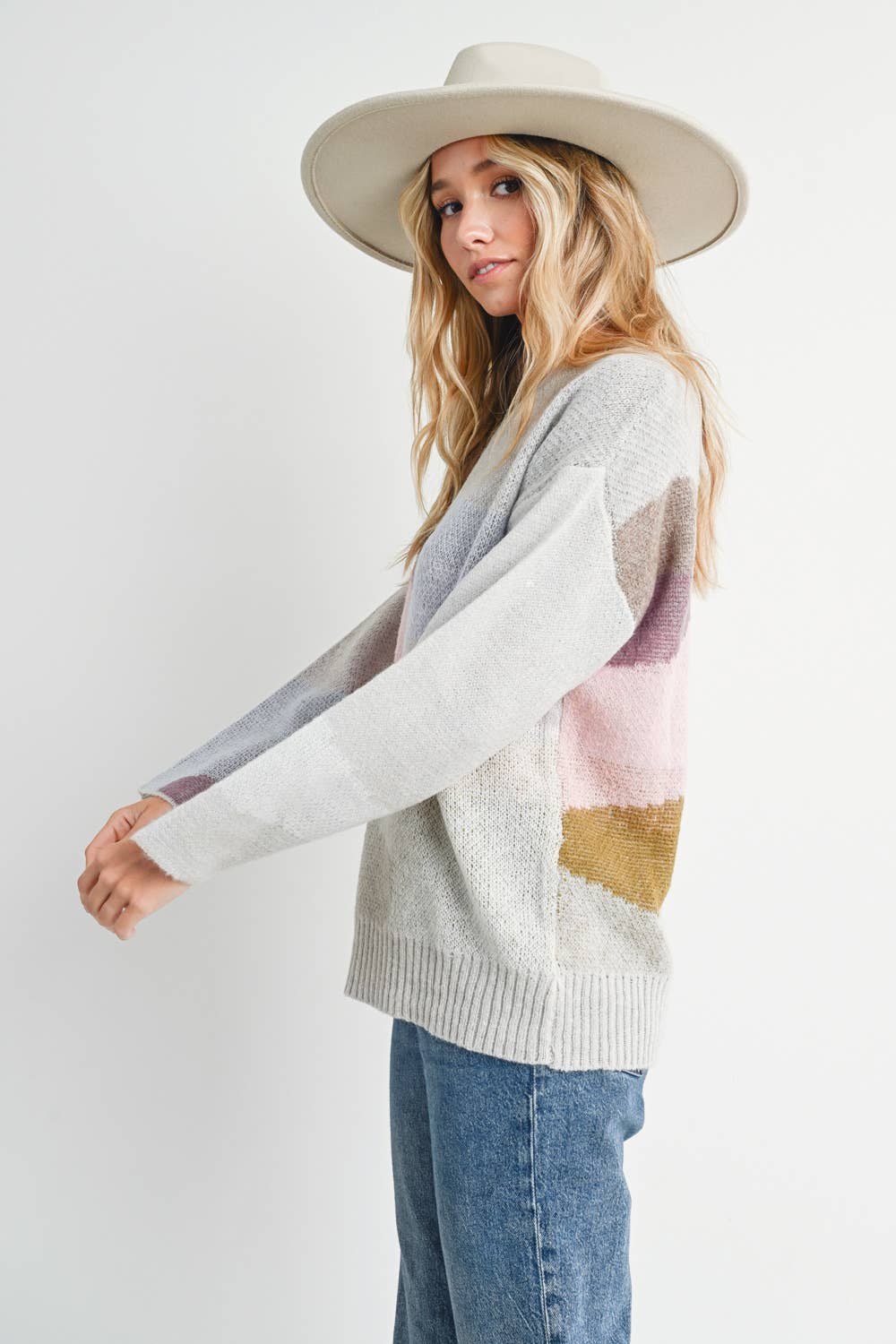 ABSTRACT KNIT SWEATER PULLOVER Bluivy