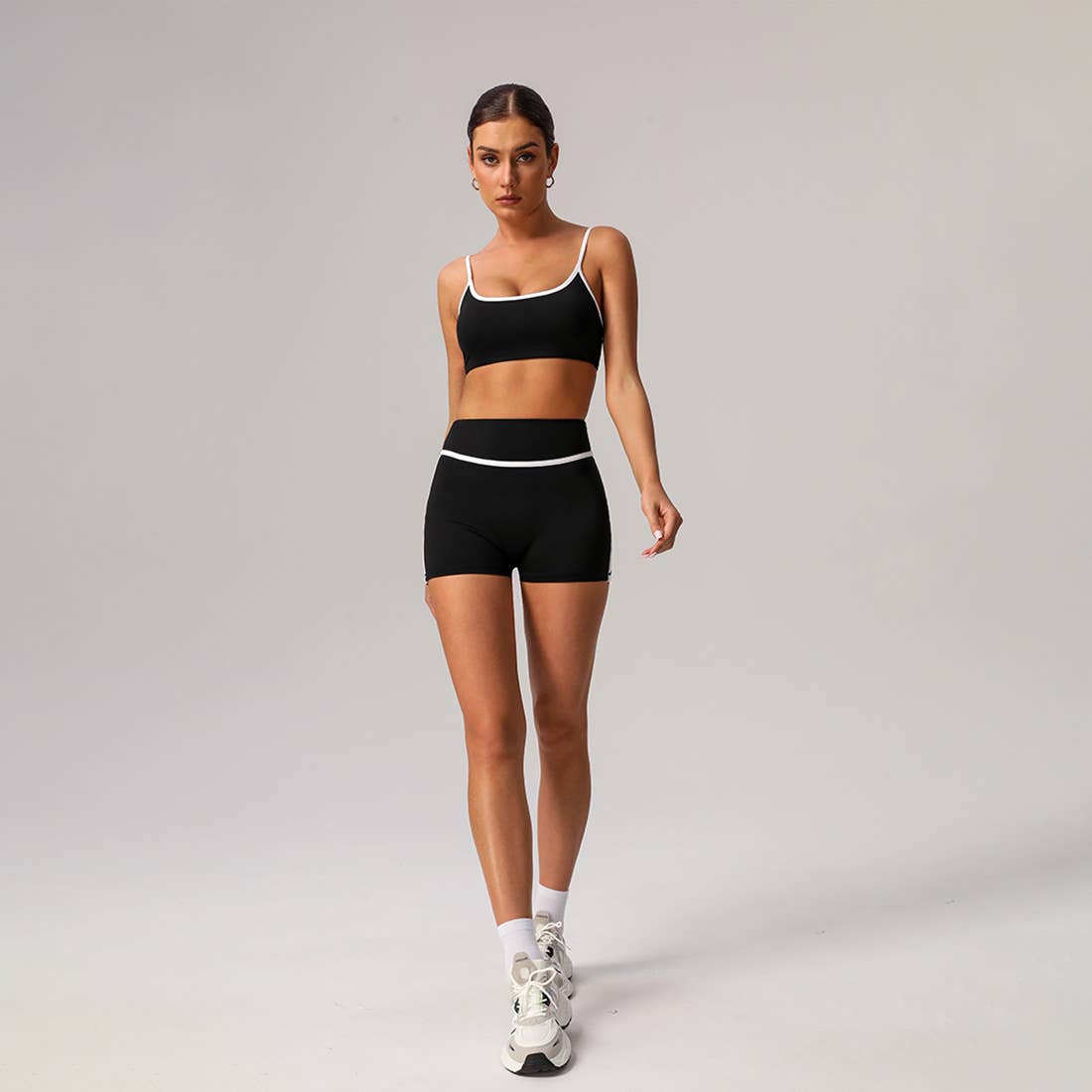 Women Contrast Color Classic Design Mid-Support Sport Bra Sodalemon