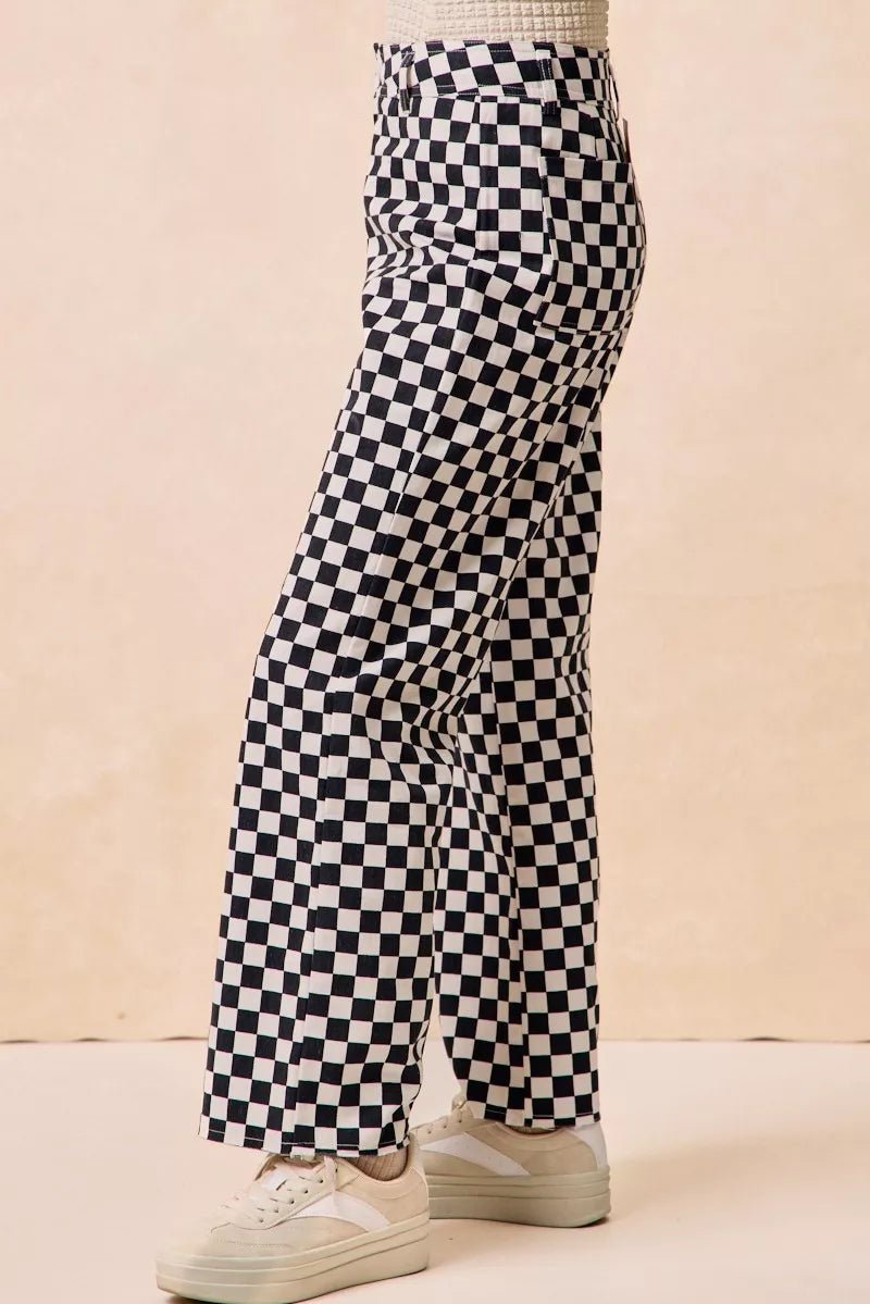 BiBi Gameday Theme Checkered Printed Pants - 926 West