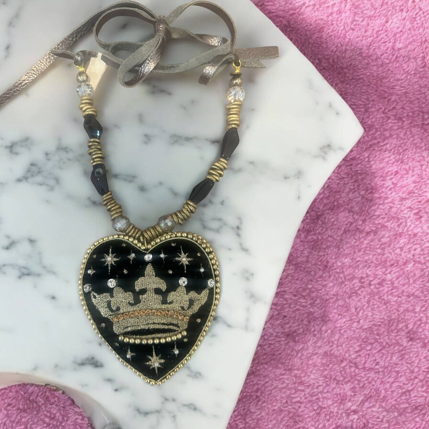 Black Velvet Golden Crown Necklace - 926 West