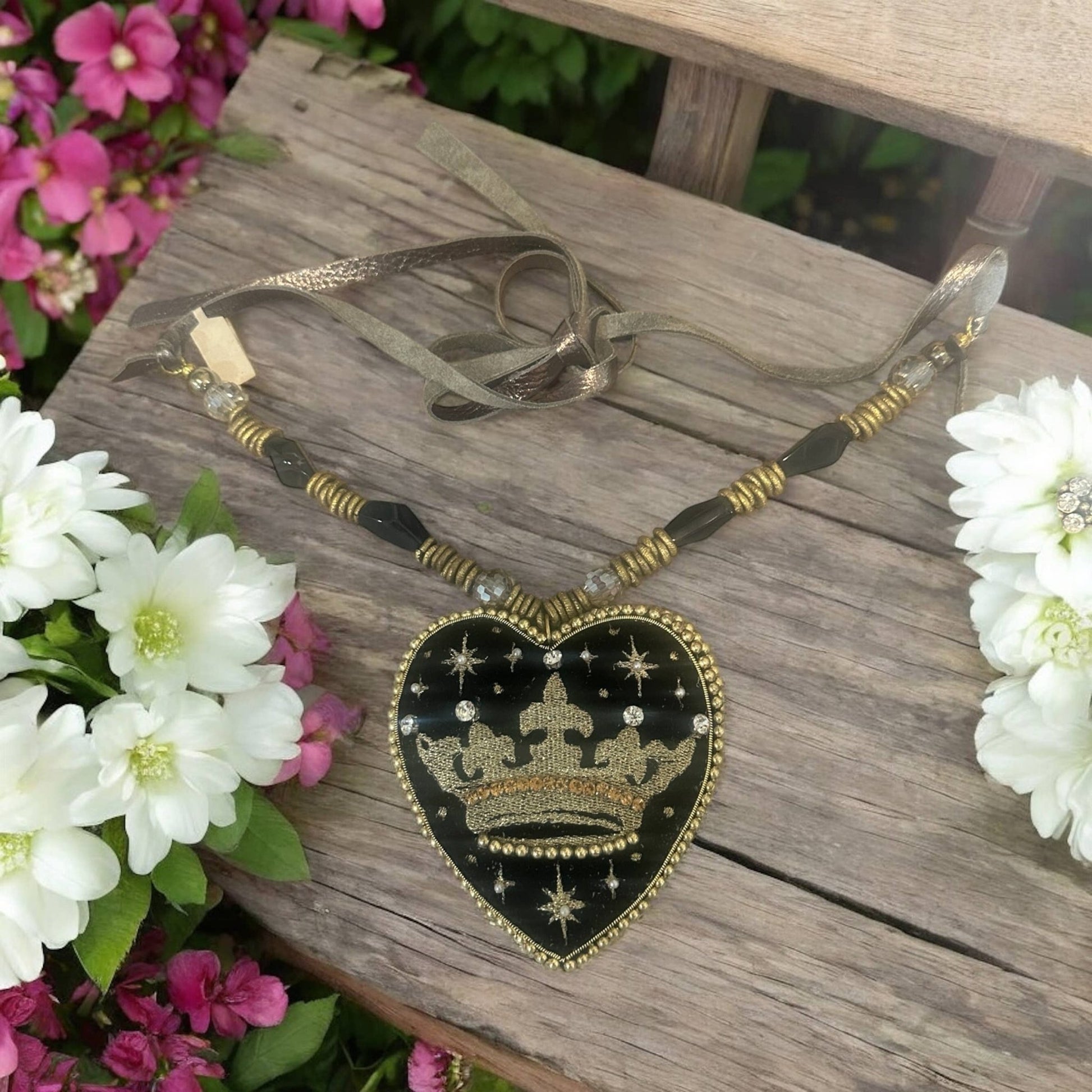 Black Velvet Golden Crown Necklace - 926 West