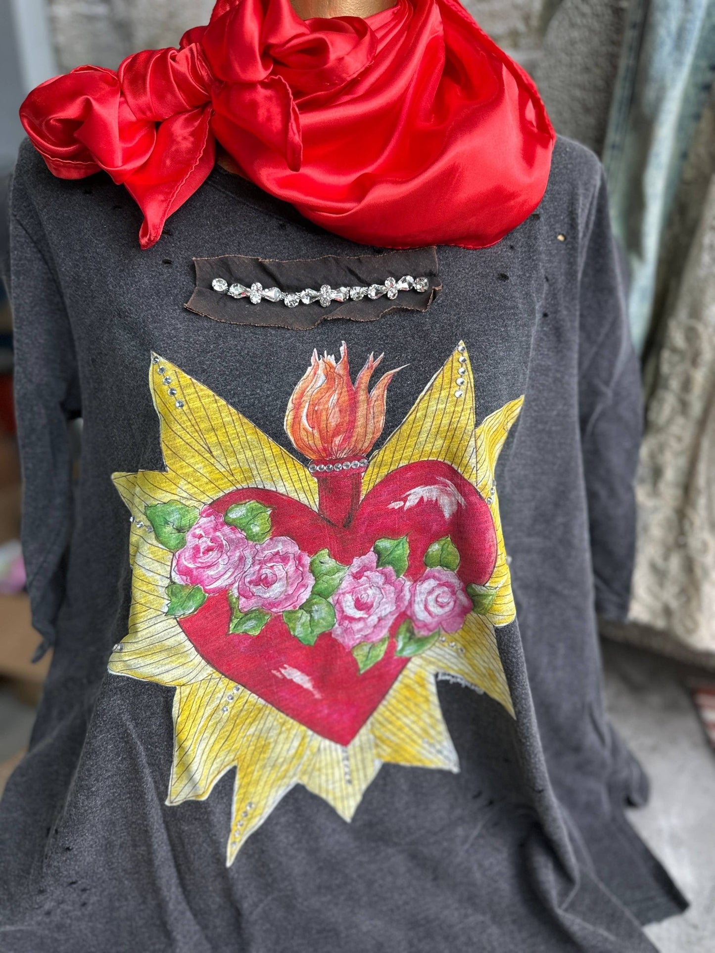 Blazing Heart 3/4 Sleeve shirt - 926 West