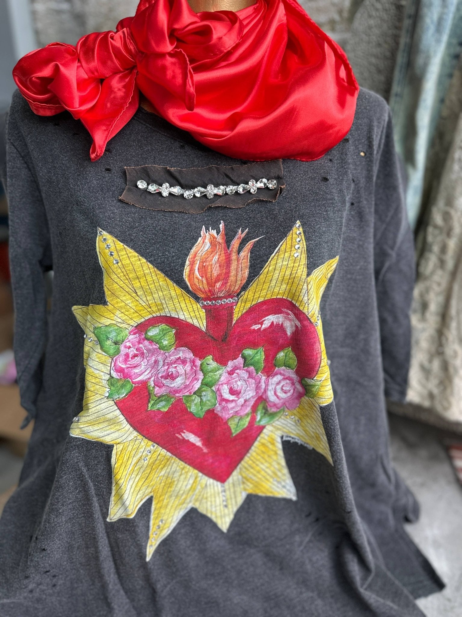 Blazing Heart 3/4 Sleeve shirt - 926 West