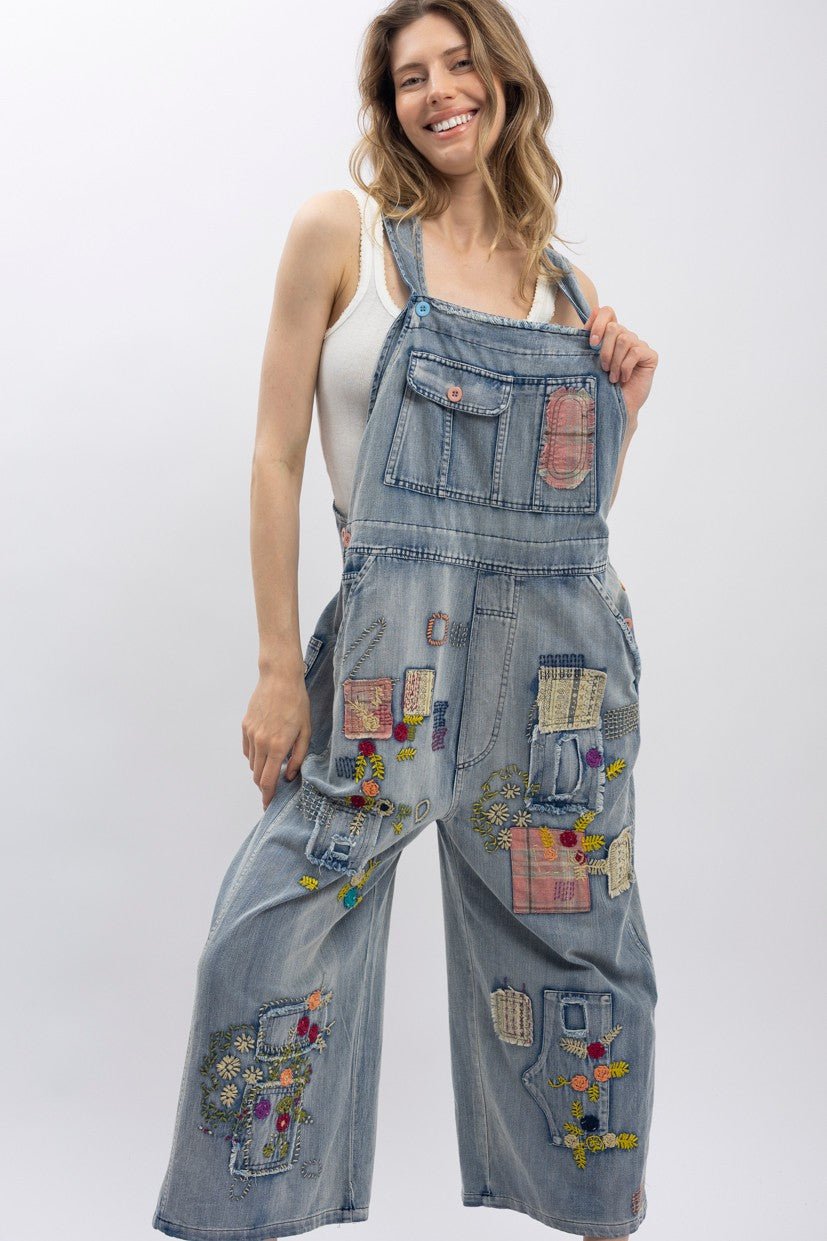 Bluevelvet Vintage Washed Denim Oversized Bib Overalls - 926 West