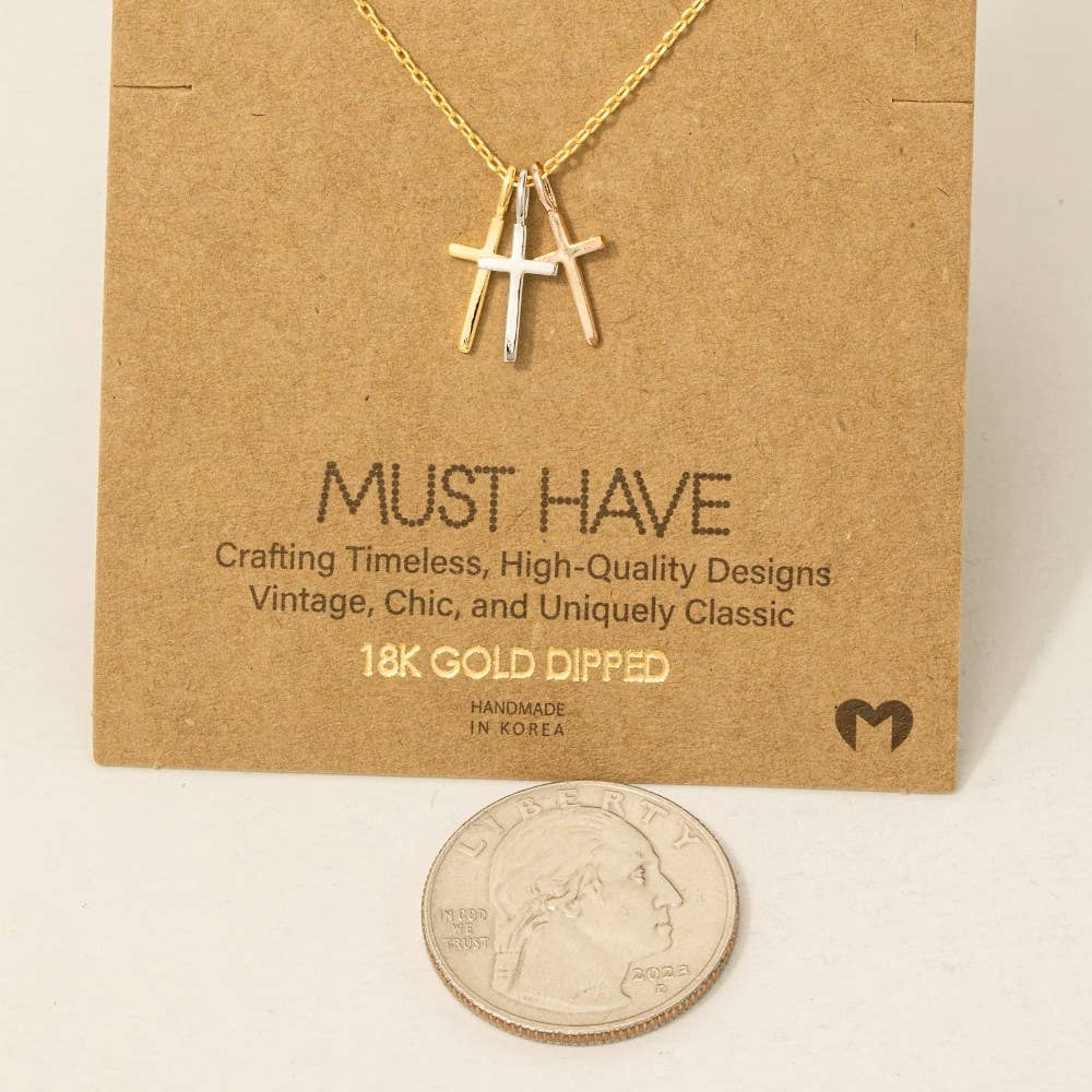 Triple Cross Pendant Necklace 926 WEST