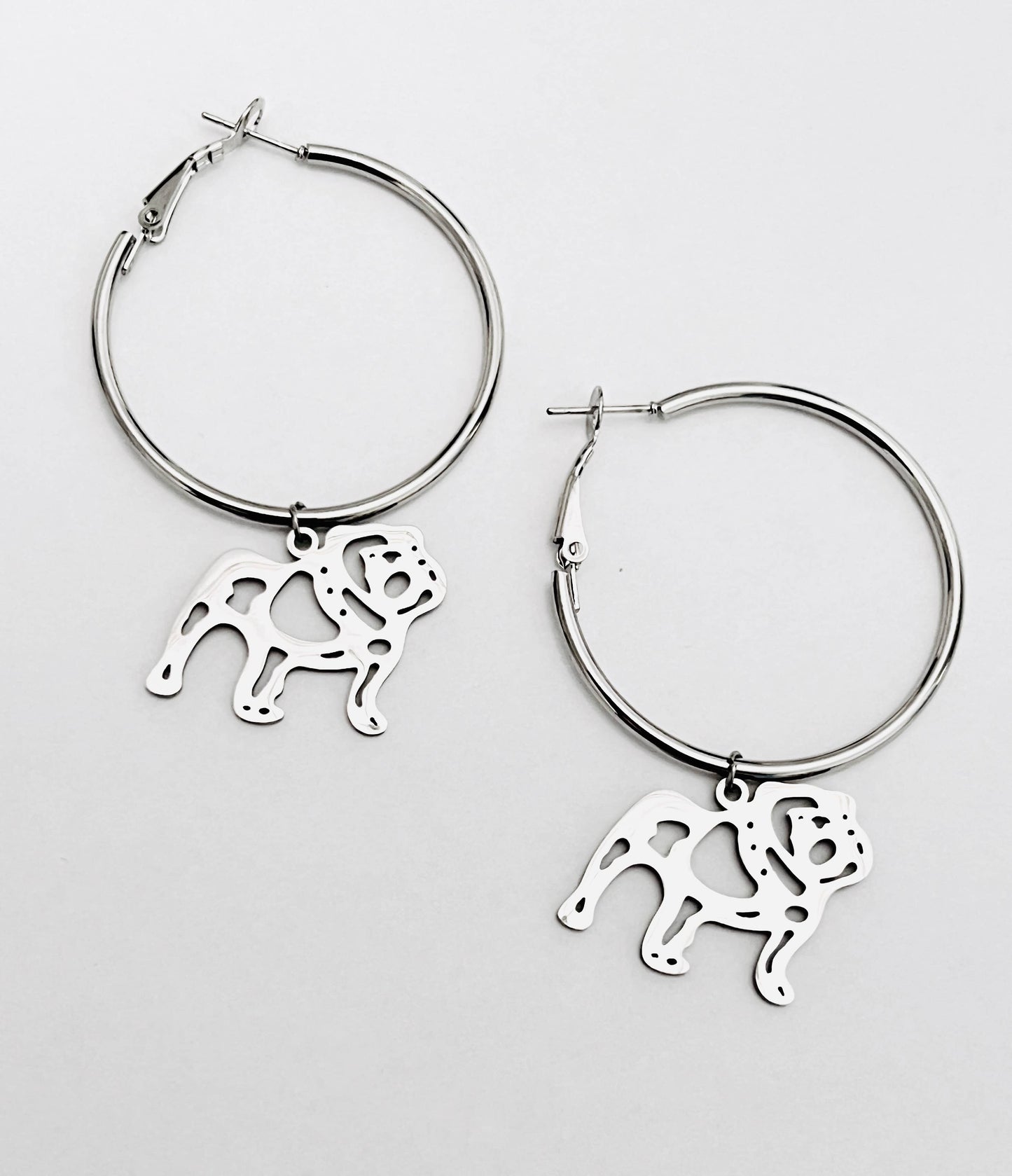 Bulldog Earrings-Gold Hoop Bulldog GameDay Earrings Steele Sloan Designs
