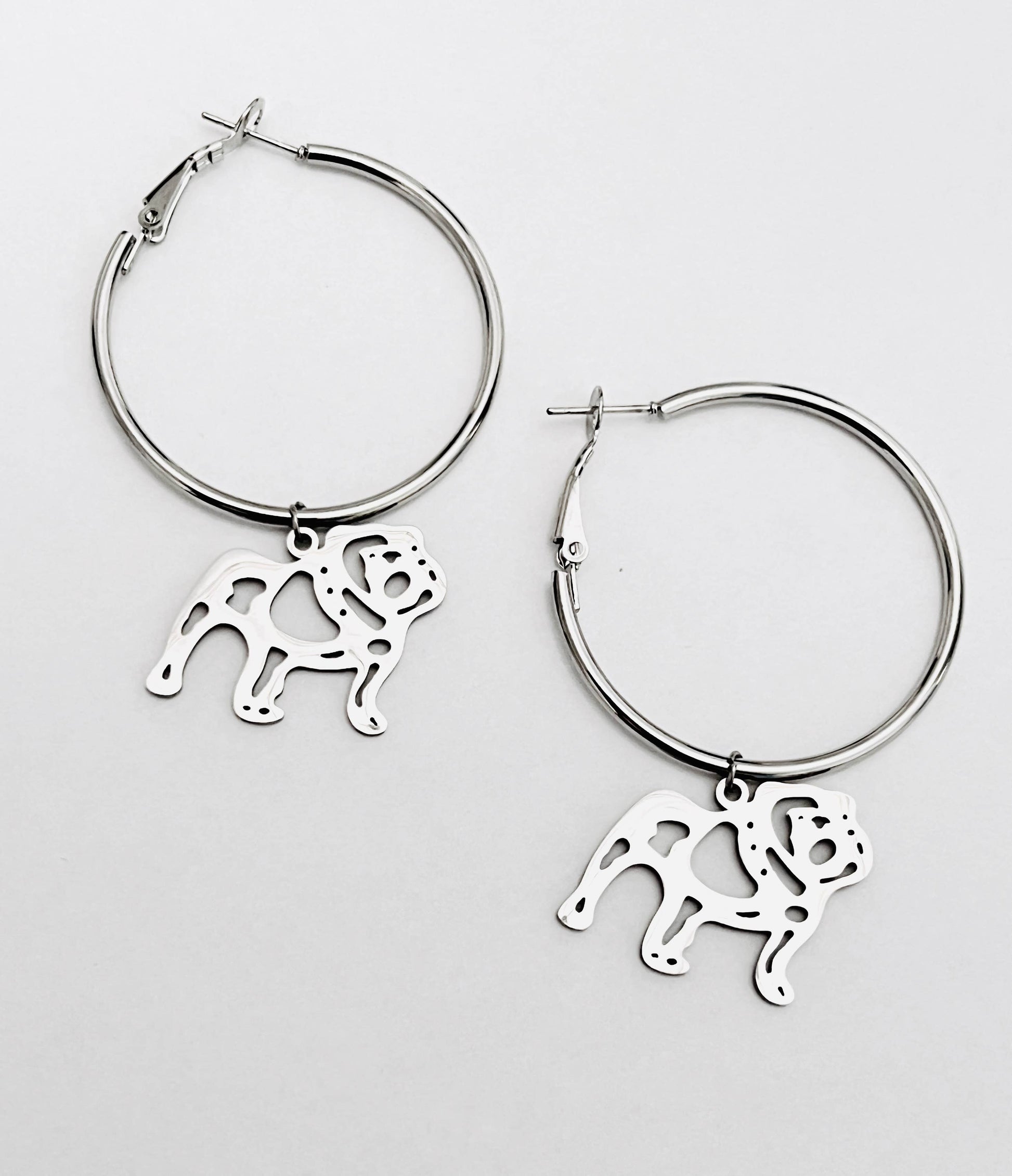 Bulldog Earrings-Gold Hoop Bulldog GameDay Earrings Steele Sloan Designs