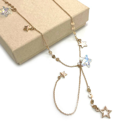 Y Shape Long Length with Star Multi Charms Chain Necklace StarryNYC