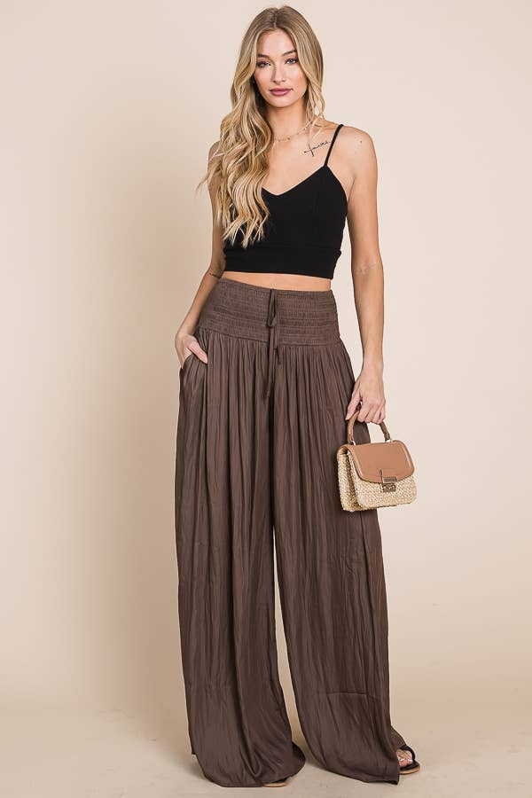 Ruched waist wide resort pants JBJ1036