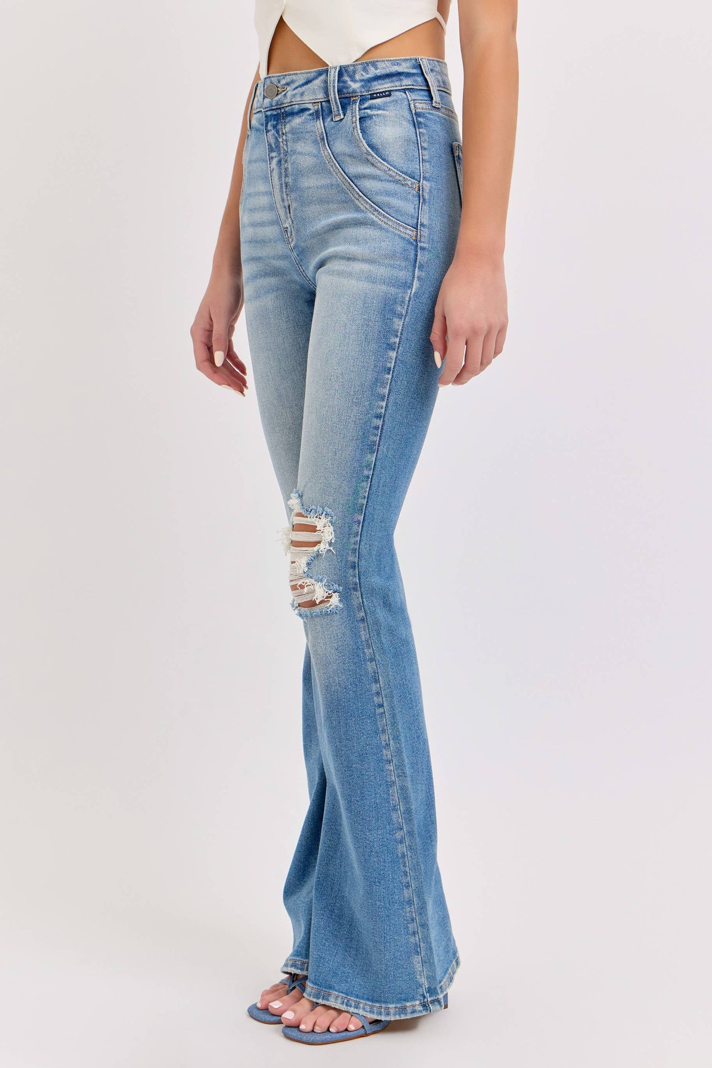 High Rise Super Flare with Double Front Scoops [Wv39439MD] Cello Jeans