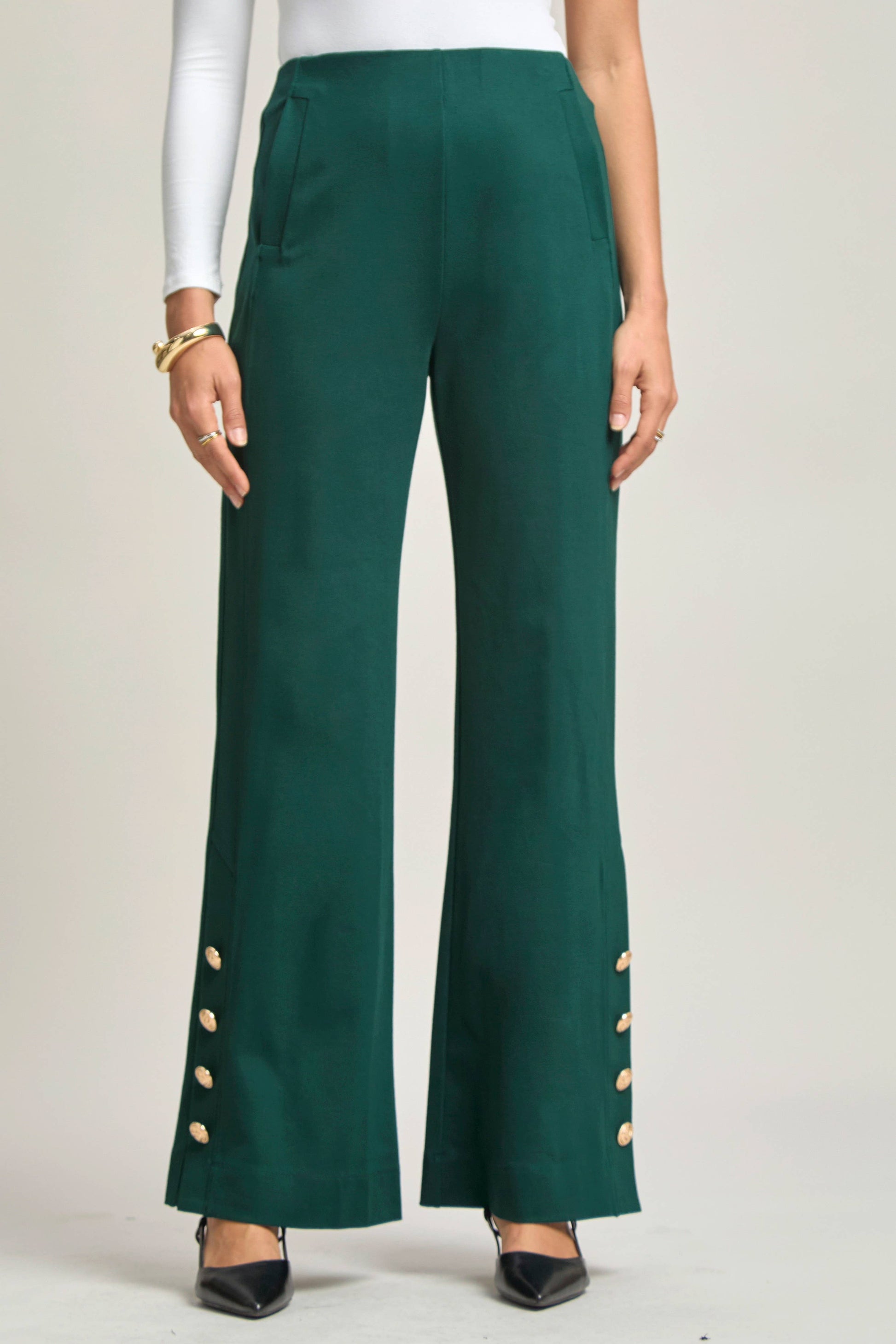 Magic Gala Button-Hem Pants Dear Scarlett