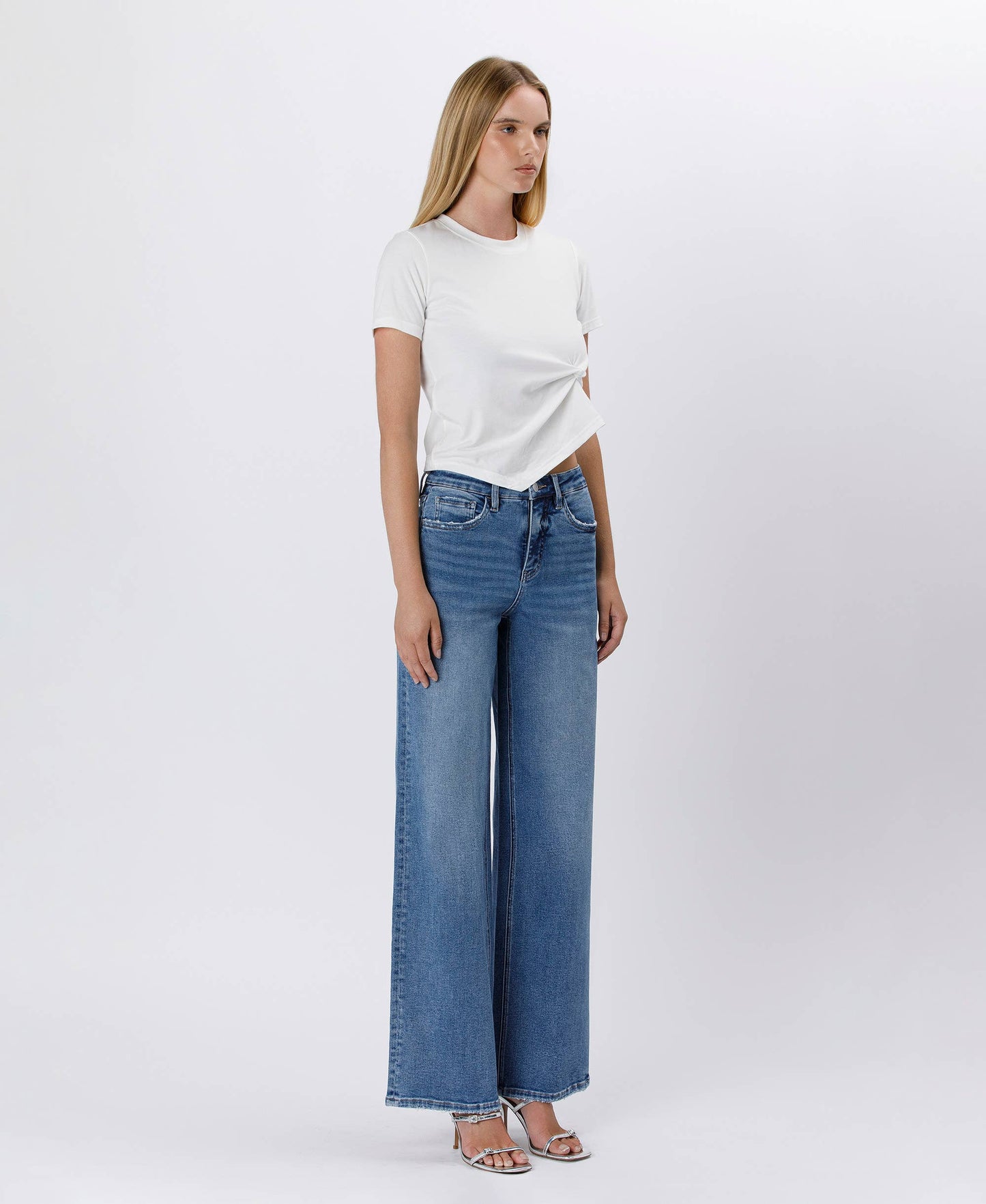 TUMMY CONTROL SUPER HIGH RISE BAGGY WIDE JEANS LV1574 Lovervet by VERVET