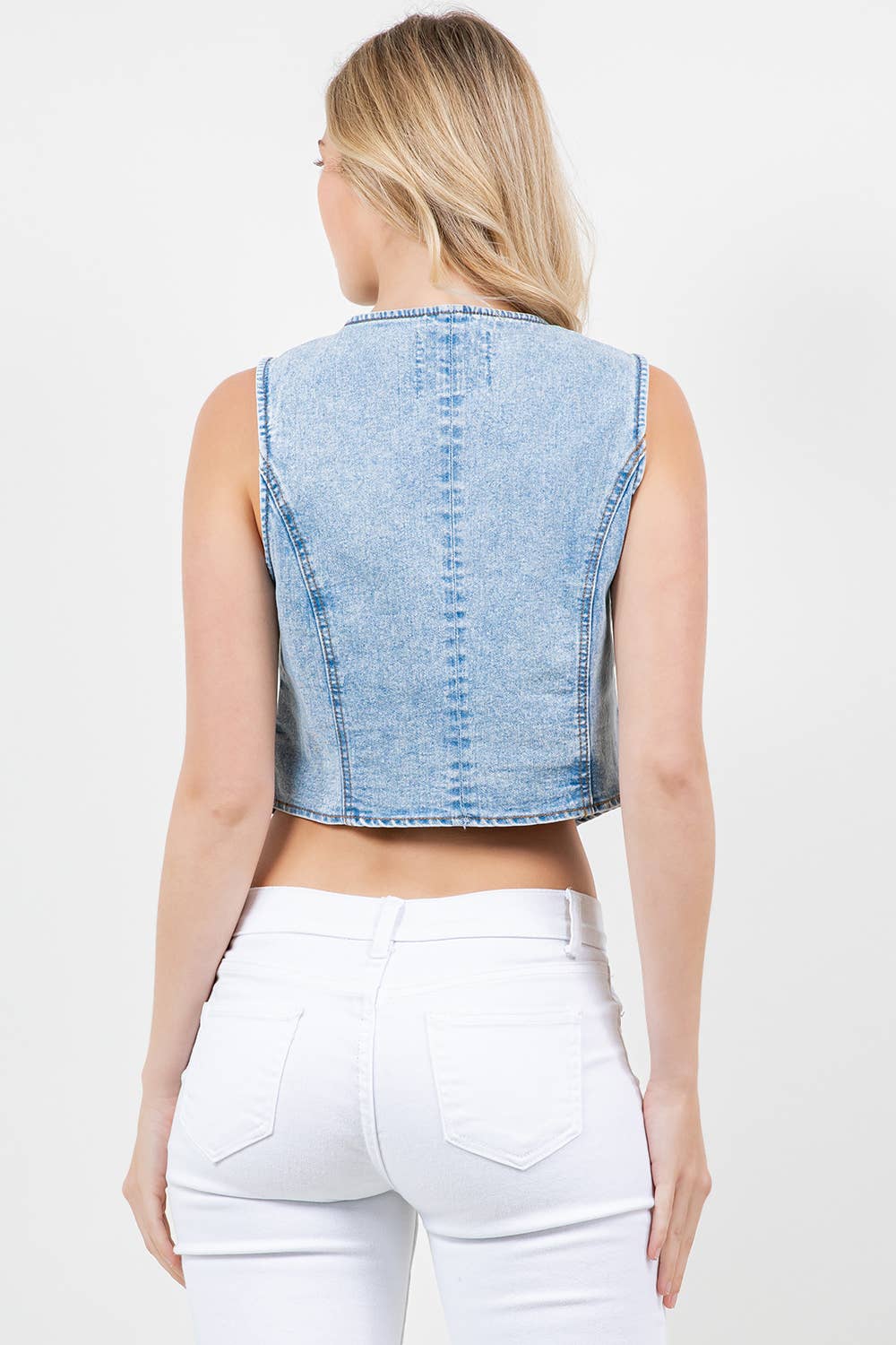 Womens Light Wash Vintage Denim Vest