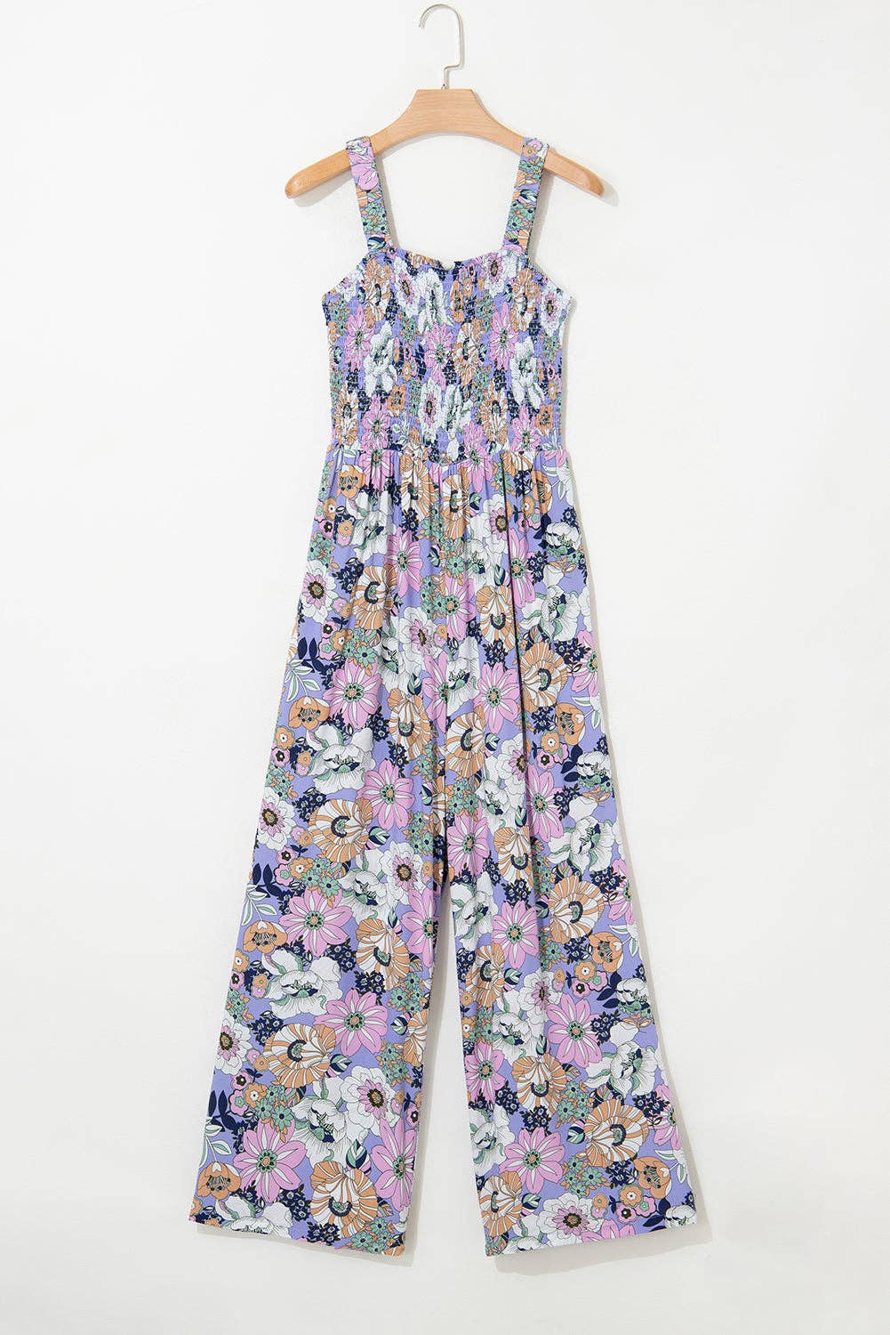 FINAL SALE- Floral Smocked Square Neck Summer Jumpsuit