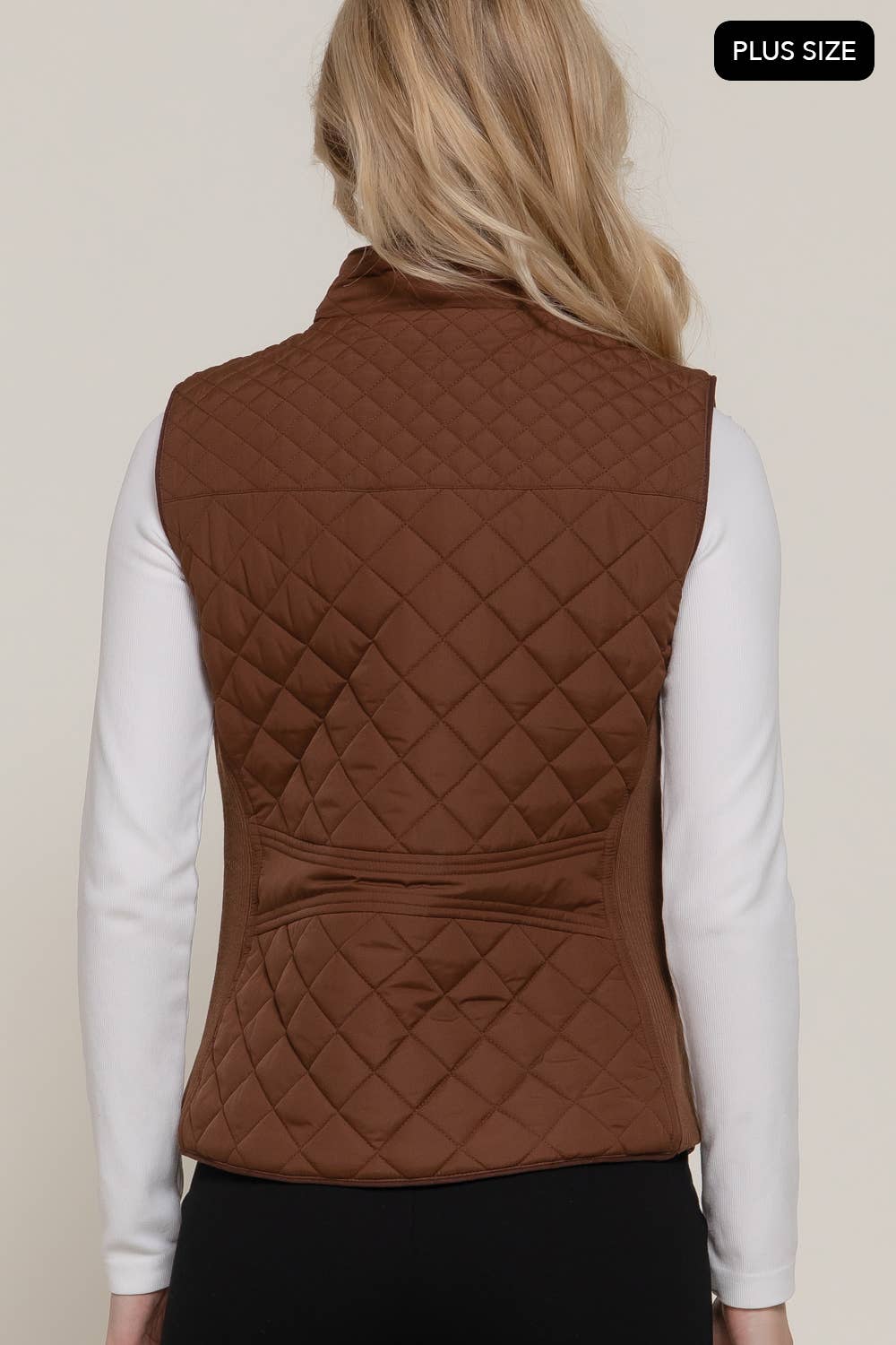Suede Piping Quilted Padding Vest Active Basic | Active USA