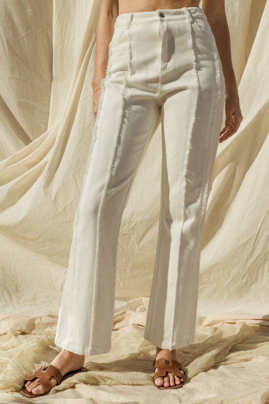FRAYED HEM FLARE PANTS