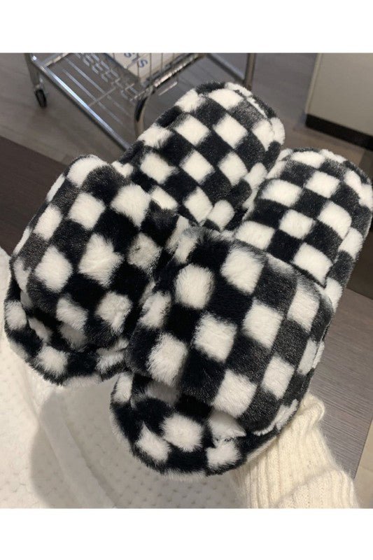 Checker fuzzy slippers - 926 West