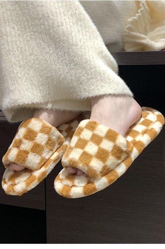 Checker fuzzy slippers - 926 West