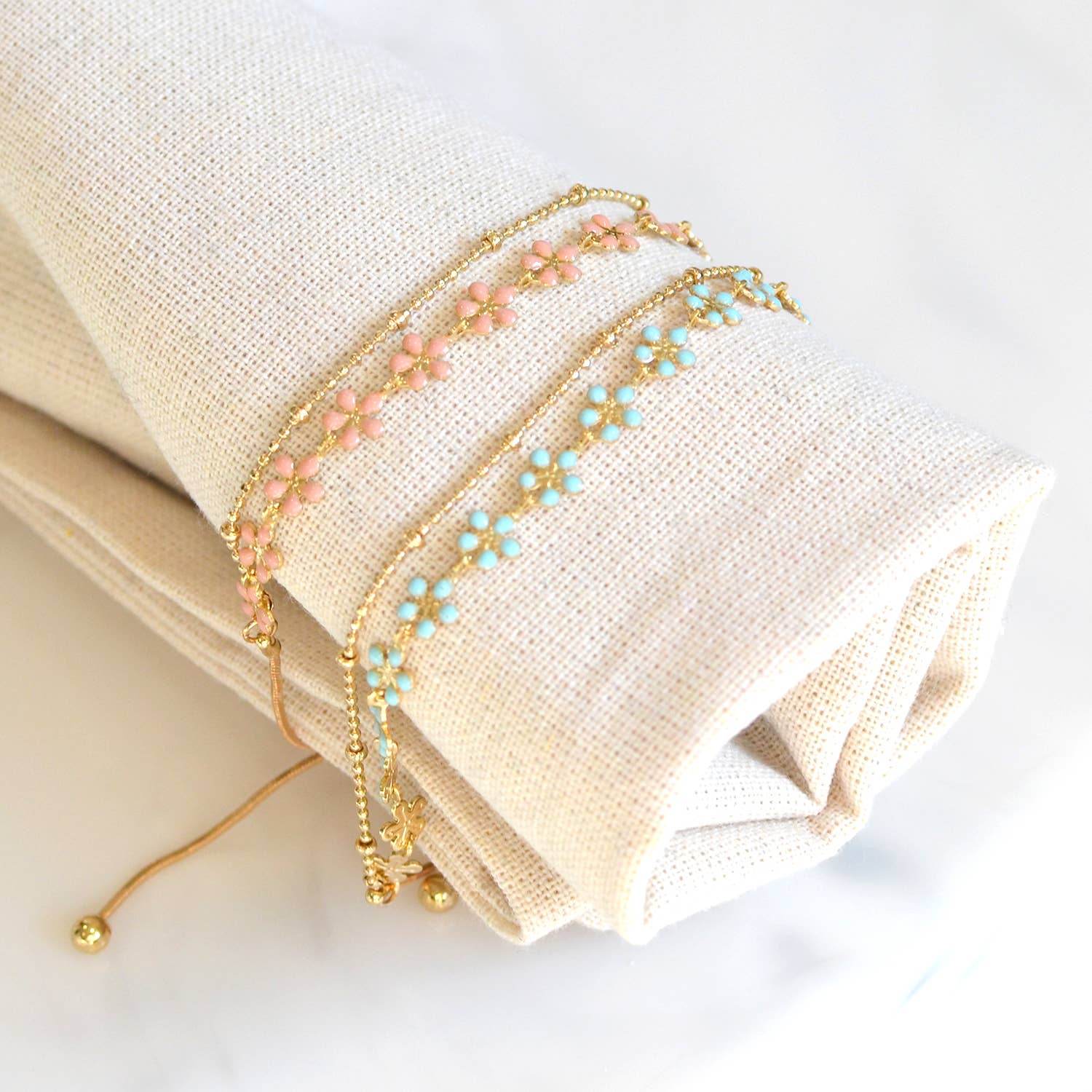 Color Epoxy Enamel Flower Adjustable Chain Bracelets - 926 West