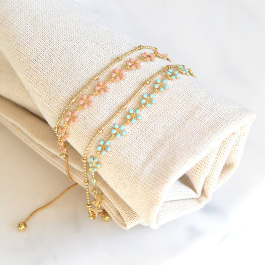 Color Epoxy Enamel Flower Adjustable Chain Bracelets - 926 West
