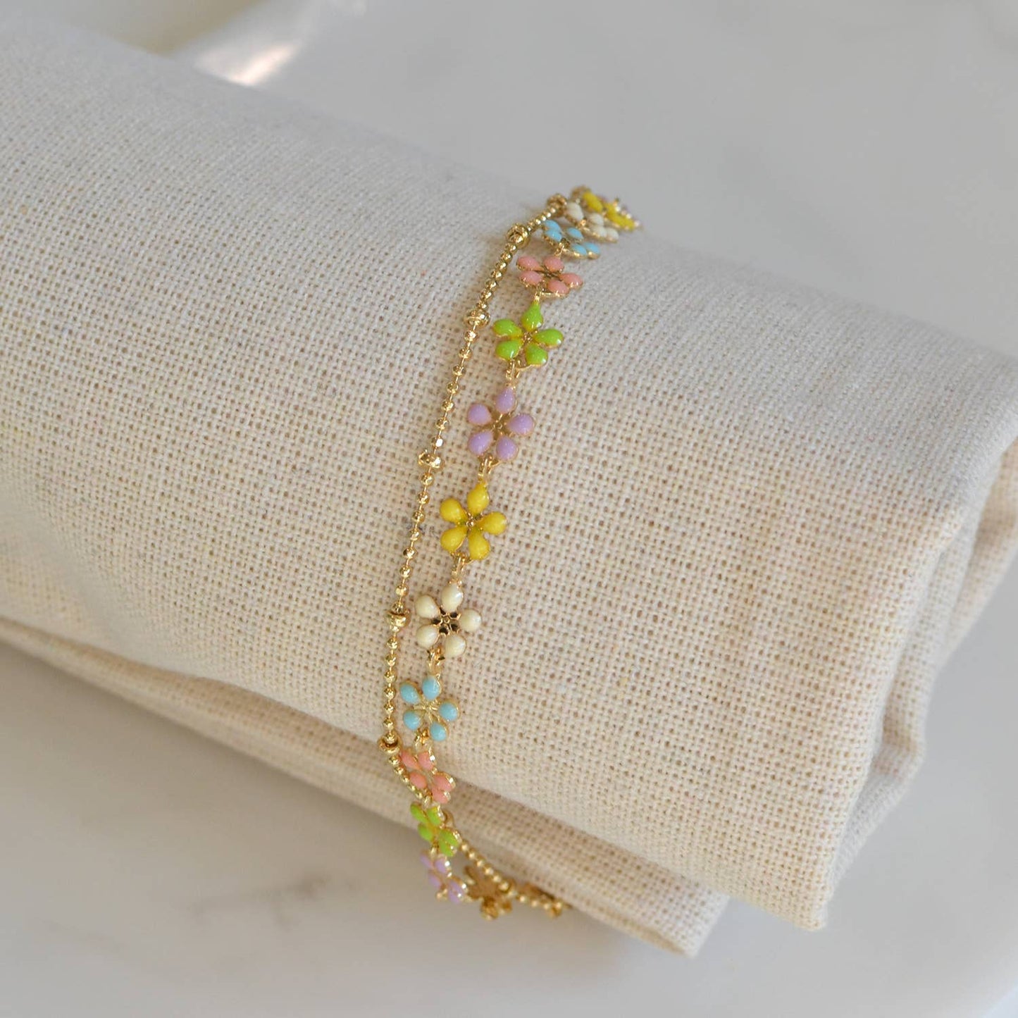 Color Epoxy Enamel Flower Adjustable Chain Bracelets - 926 West