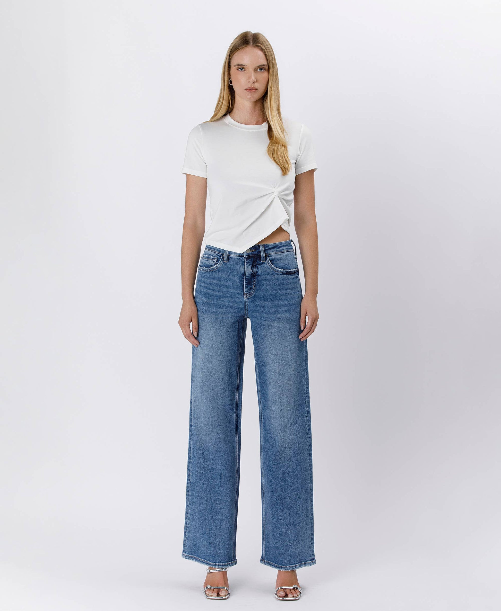 TUMMY CONTROL SUPER HIGH RISE BAGGY WIDE JEANS LV1574 Lovervet by VERVET