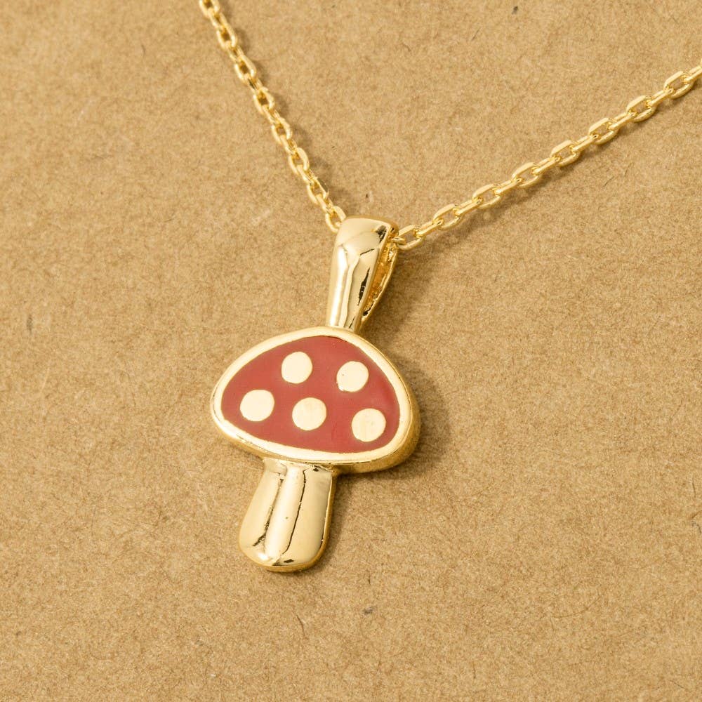 Mini Red Mushroom Pendant Dainty Necklace Fame Accessories