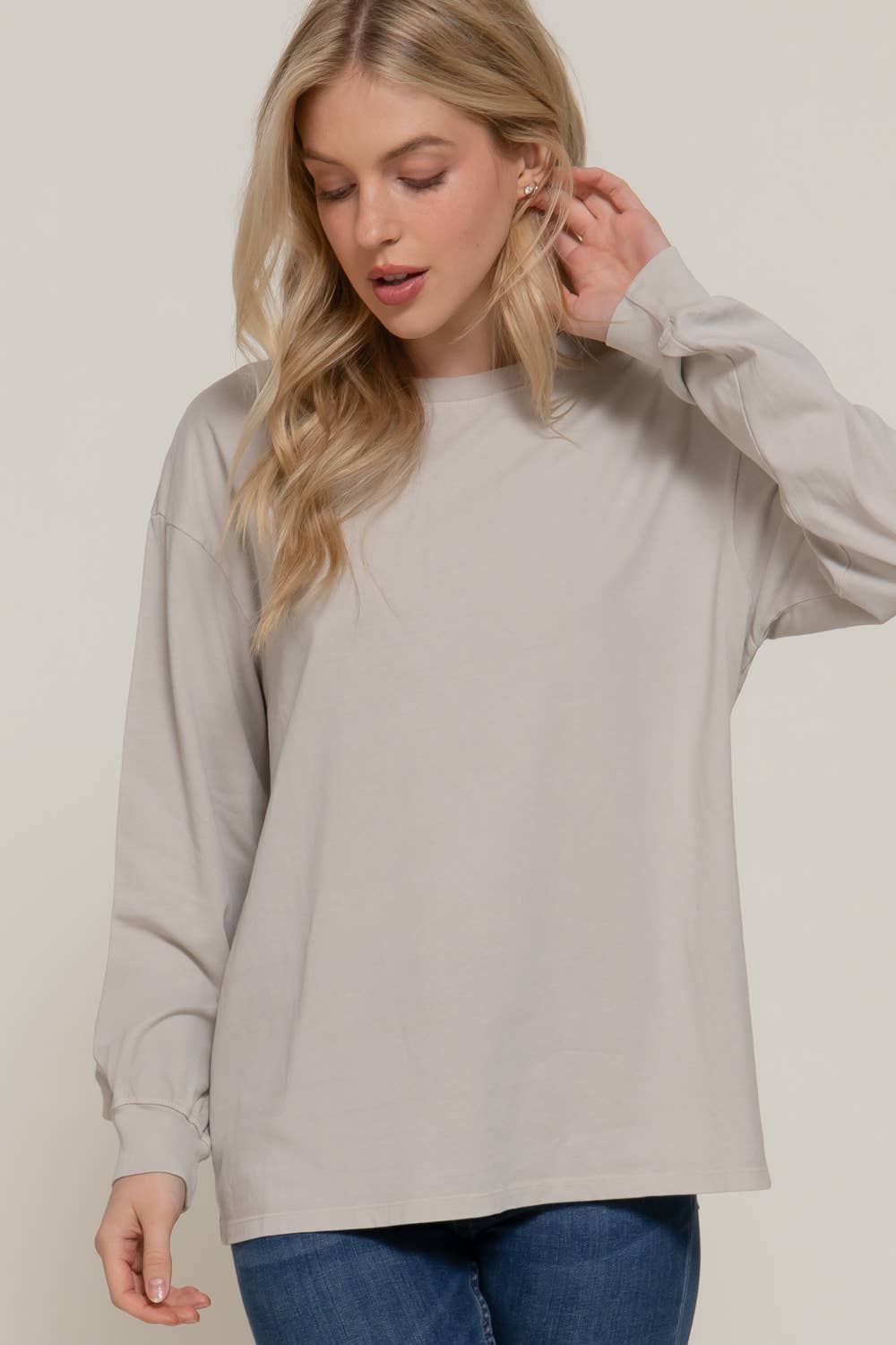 Long Sleeve Round Neck Garment Dye Tee Active Basic | Active USA
