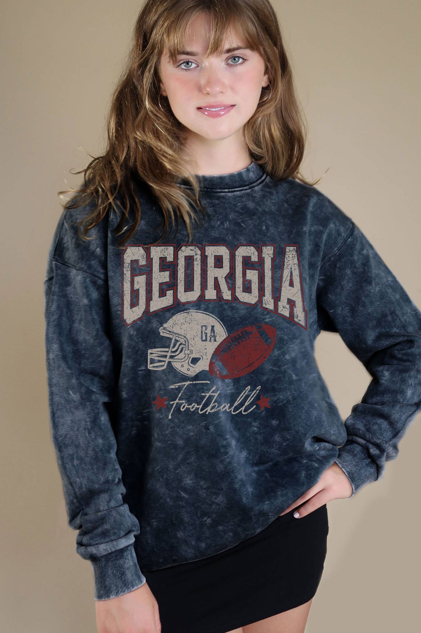 GEORGIA FOOTBALL MINERAL GRAPHIC BRUSHED SWEATSHIRTS Rustee Clothing