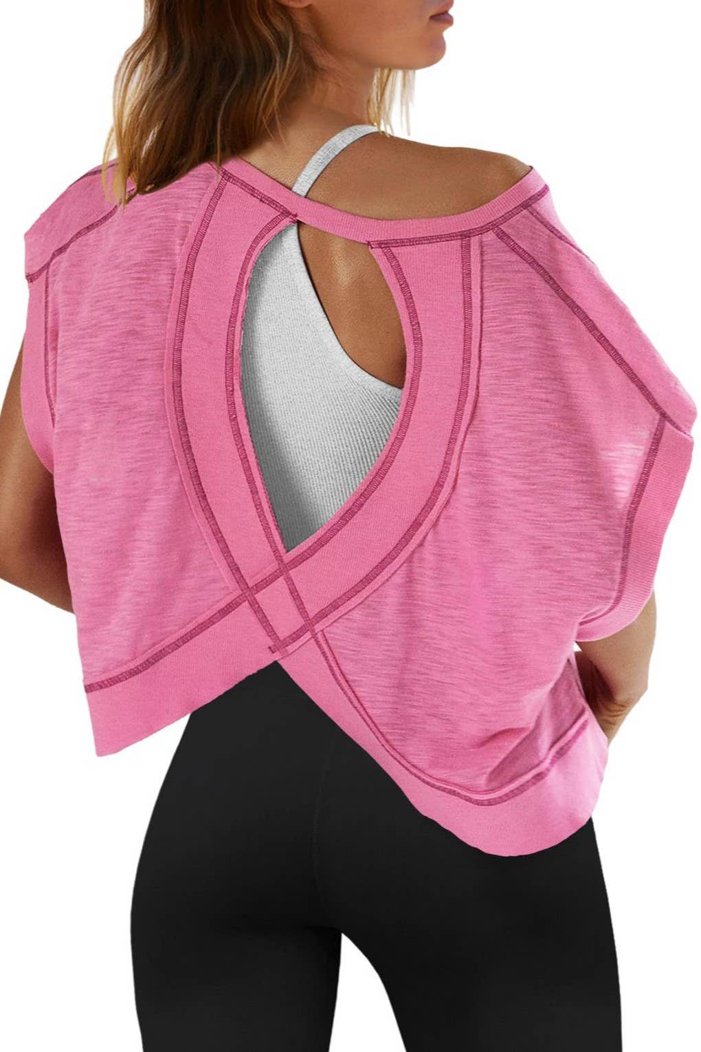 Wrapped cutout back short sleeve workout Top