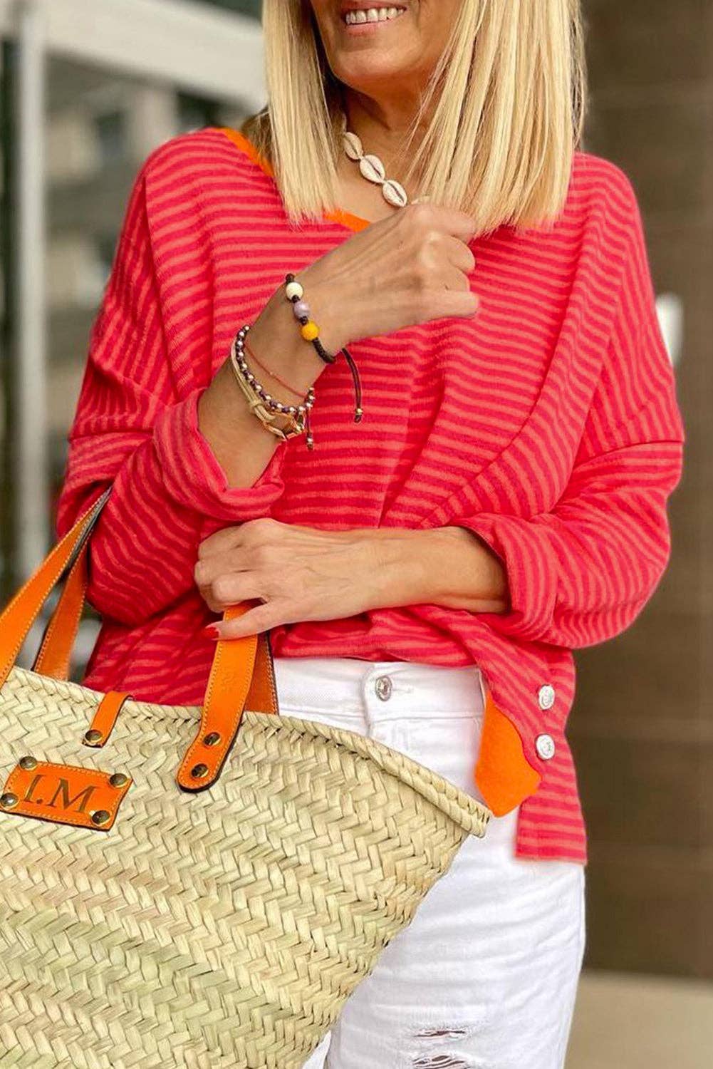Colorblock Stripe Drop Shoulder Top