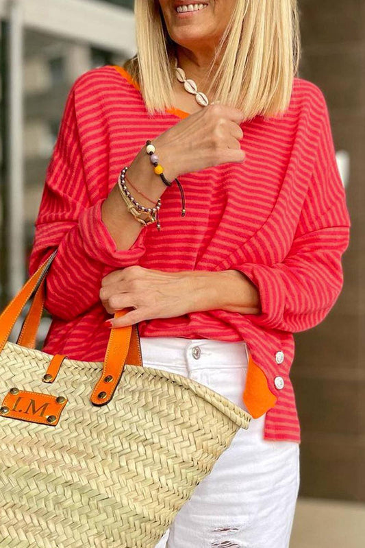Colorblock Stripe Drop Shoulder Top