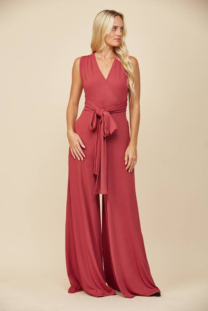 BOHO RIBBED MAGIC MULTIWEAR JUMPSUIT - MARSALA