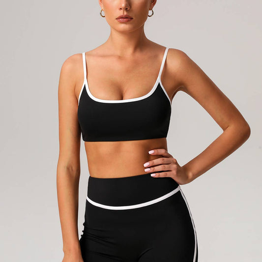 Women Contrast Color Classic Design Mid-Support Sport Bra Sodalemon