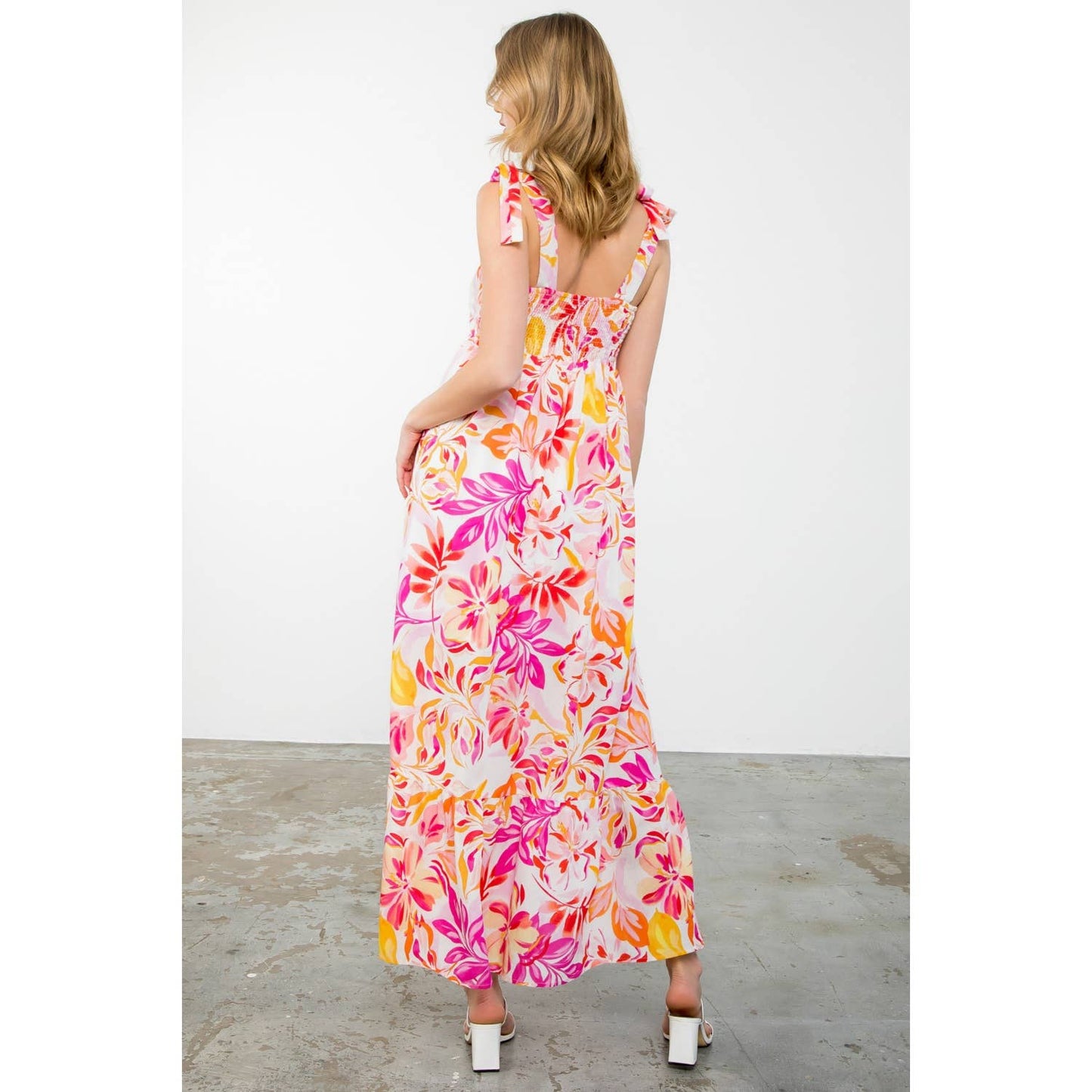 Tie Strap Floral Print Dress