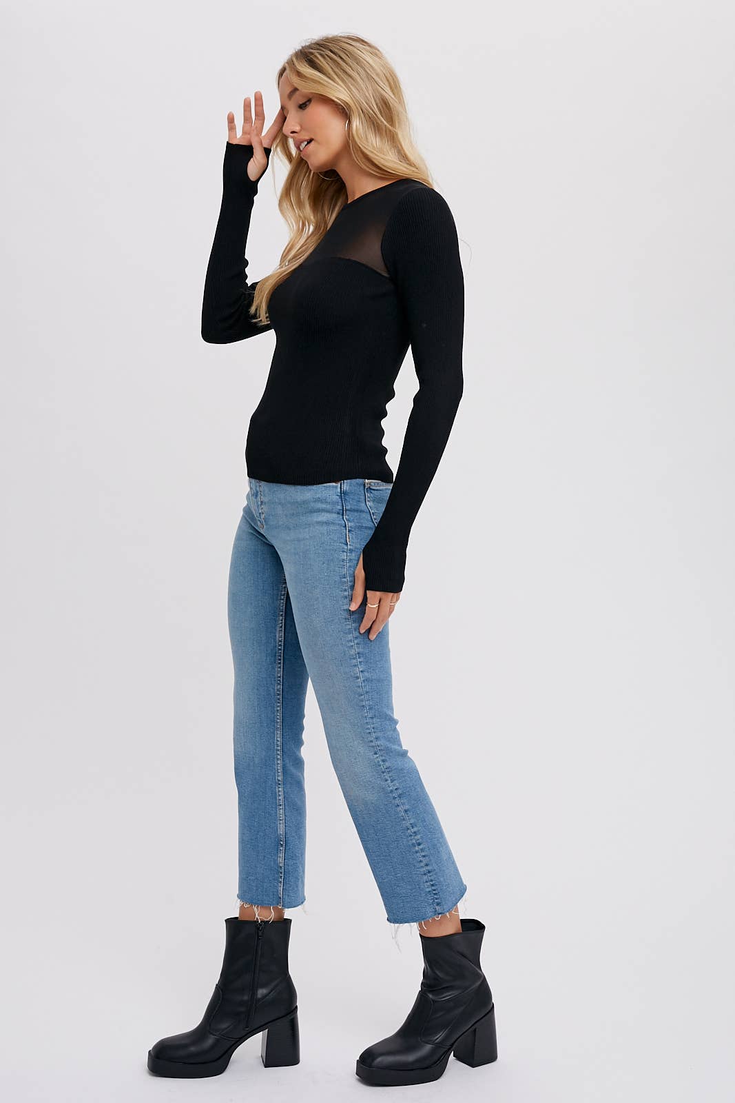 SEMI SHEER SWEETHEART NECK TOP Bluivy