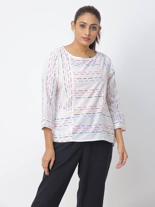 FINAL SALE- Women's 3/4 Sleeve clip stripe Shirt