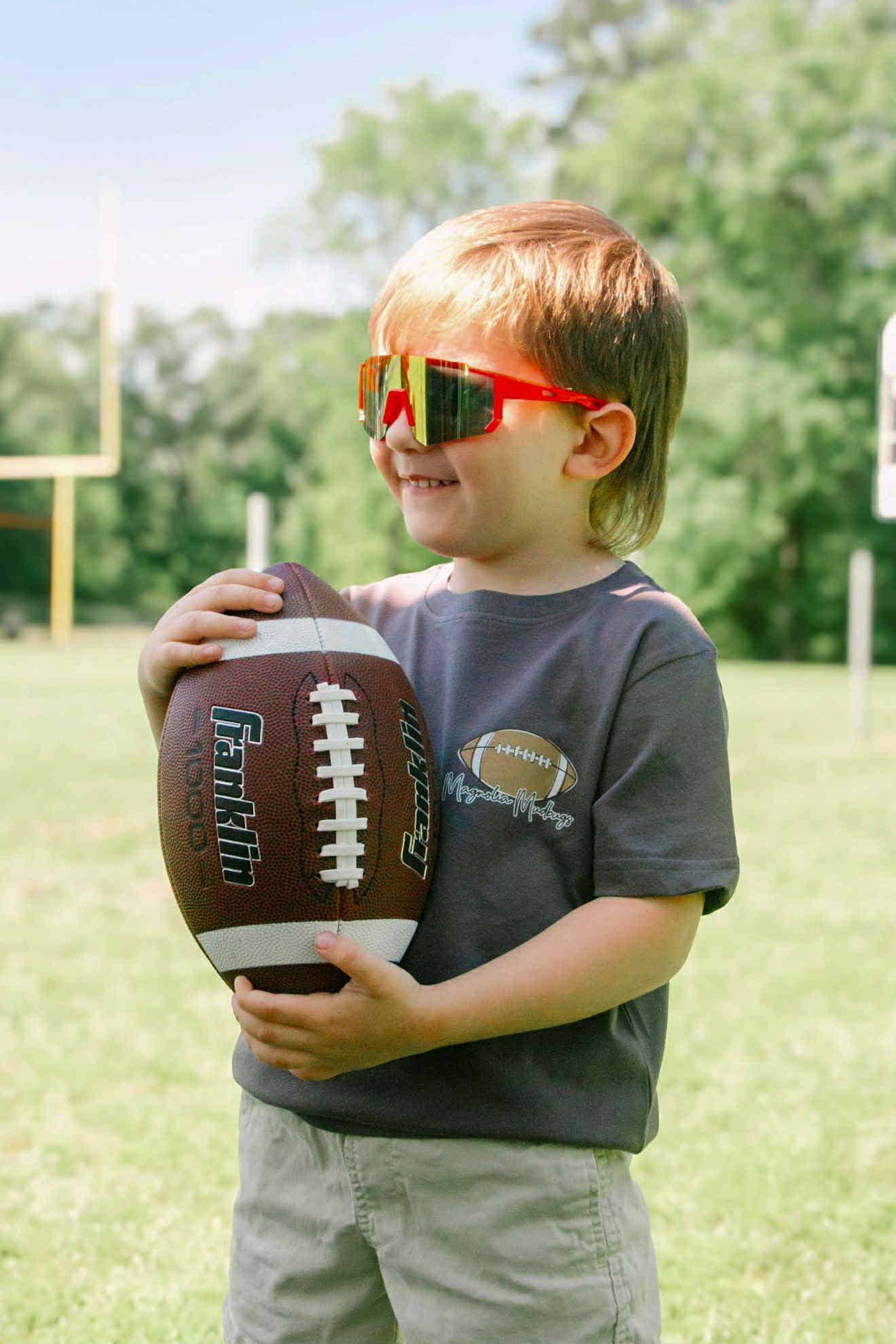 Game Day Vibes | Red + Black | Football Kid’s Tee Magnolia Mudbugs