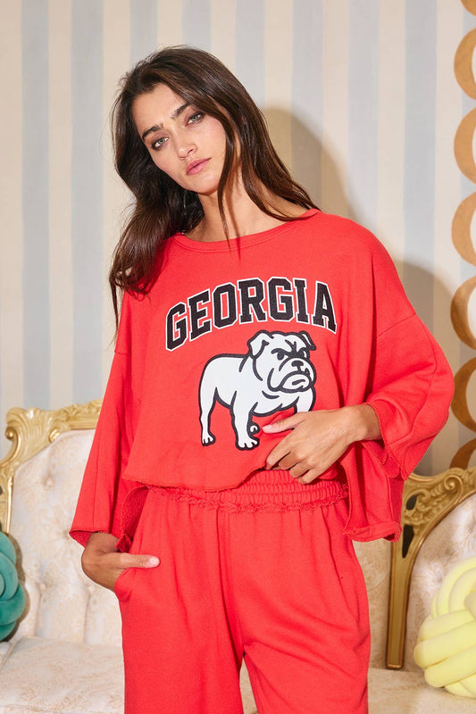 T1492BA-GA 'GEORGIA Bulldog' Cropped Graphic Sweatshirt BUCKETLIST