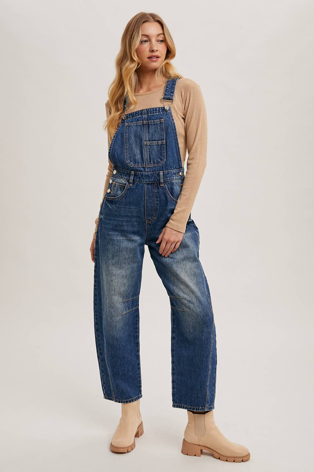 DENIM BARREL OVERALLS - 926 West