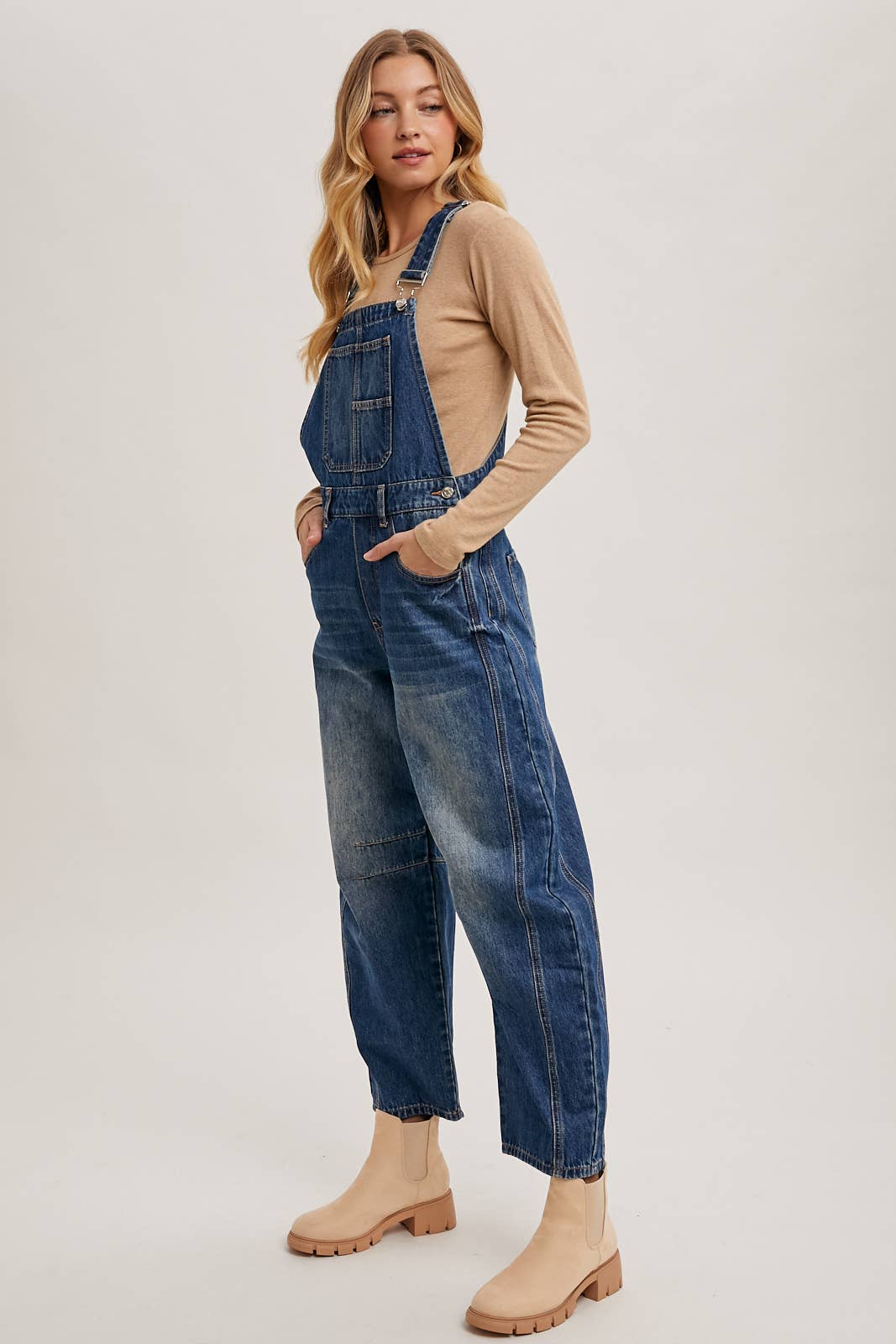 DENIM BARREL OVERALLS - 926 West