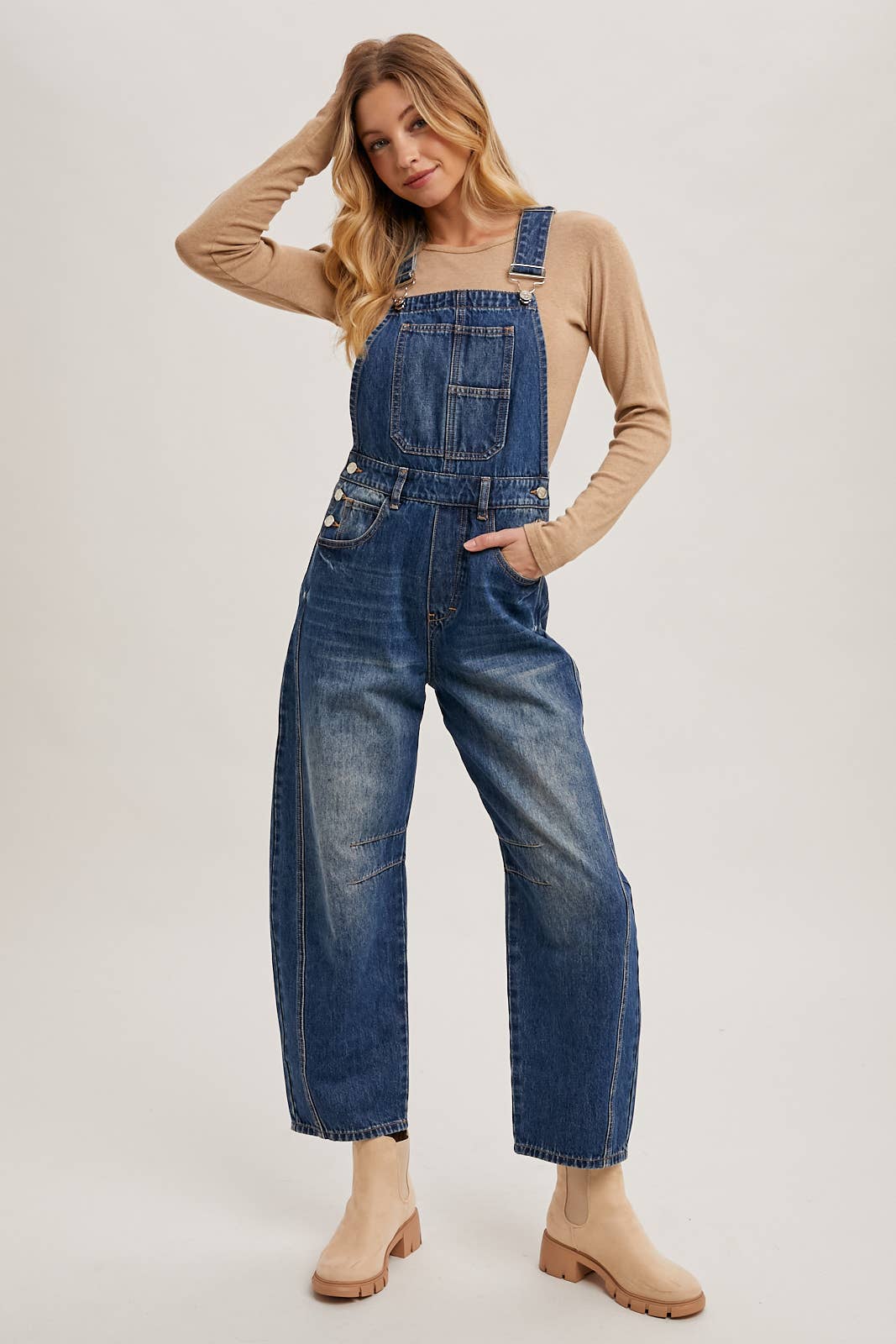 DENIM BARREL OVERALLS - 926 West