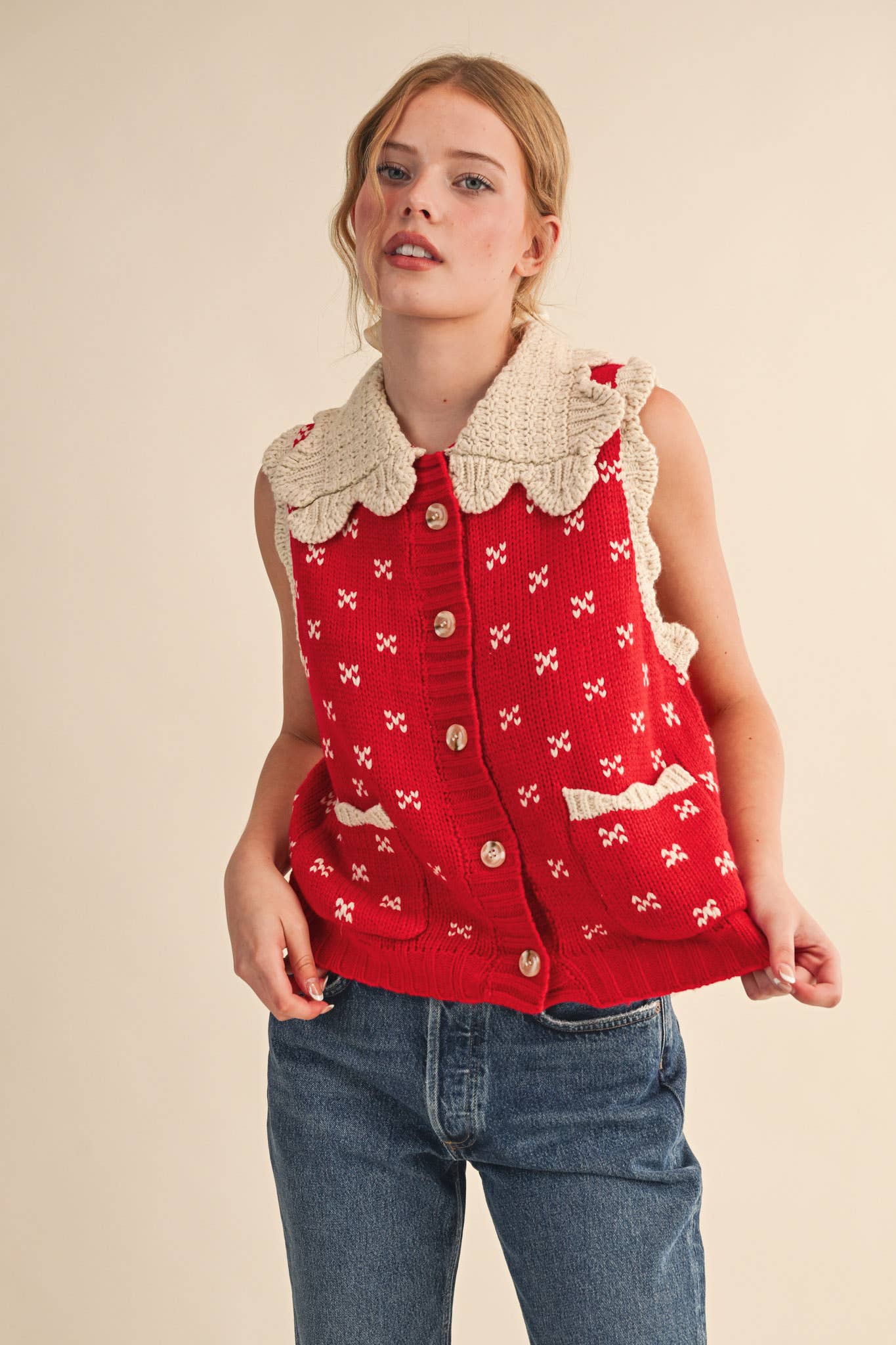DOLL COLLAR SWEATER VEST - 926 West