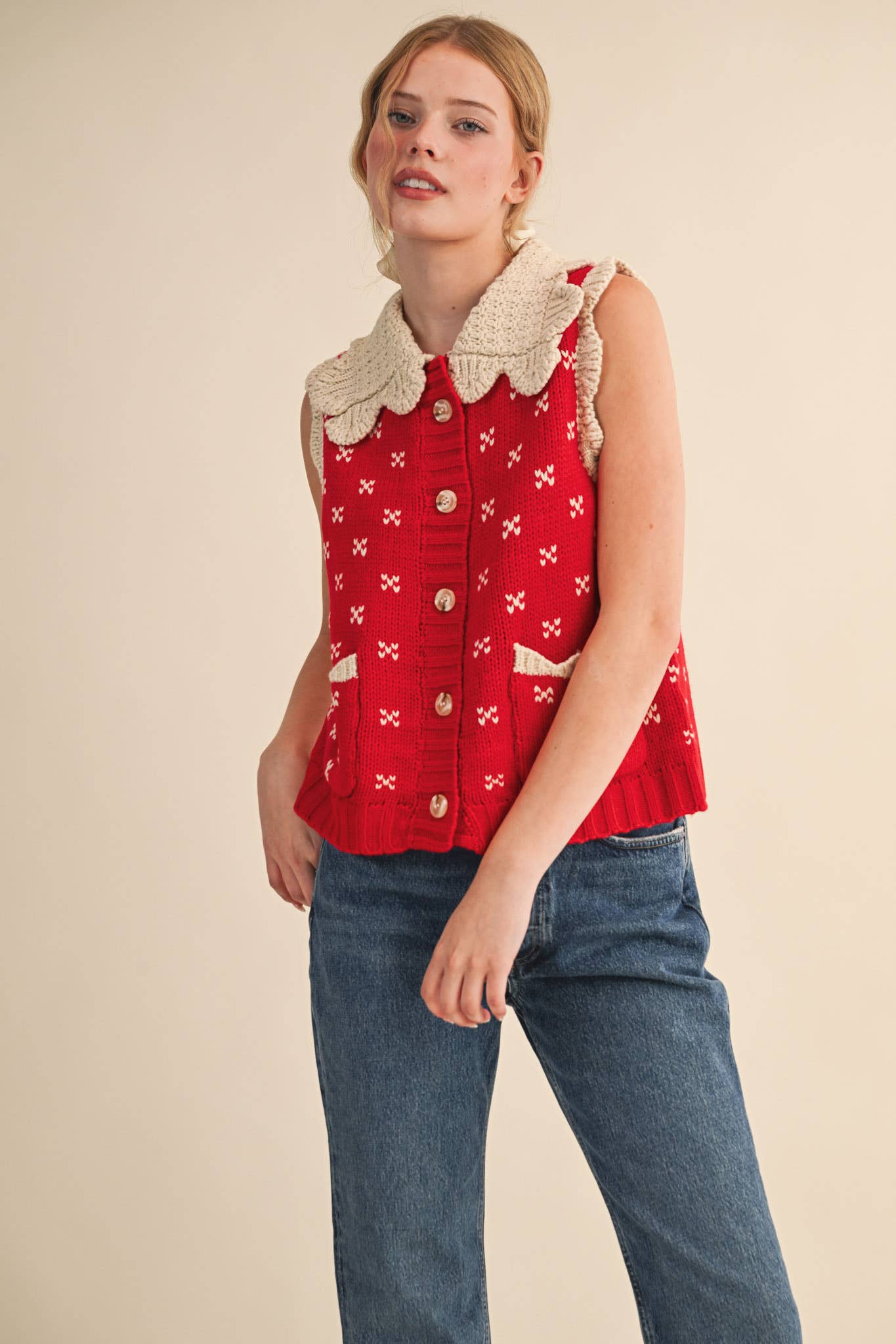 DOLL COLLAR SWEATER VEST - 926 West