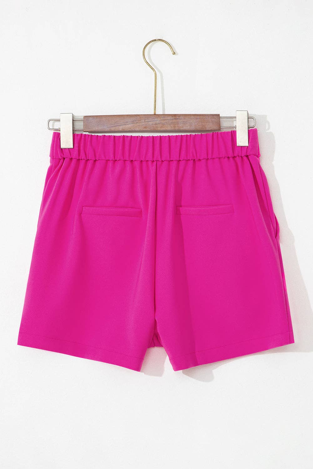 Solid Elastic Waist Pocketed Summer Shorts