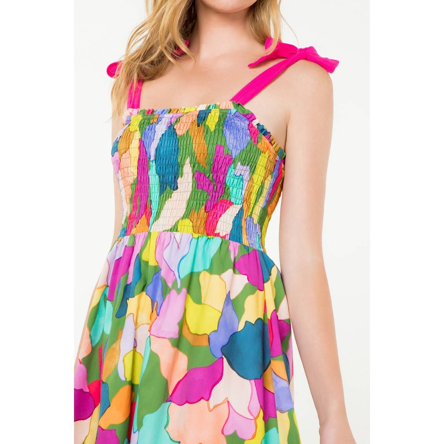 Tie Strap Multi Color Print Dress 926 WEST