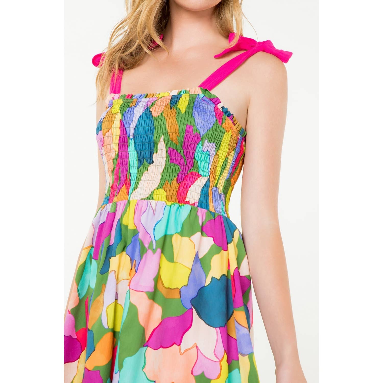 Tie Strap Multi Color Print Dress 926 WEST