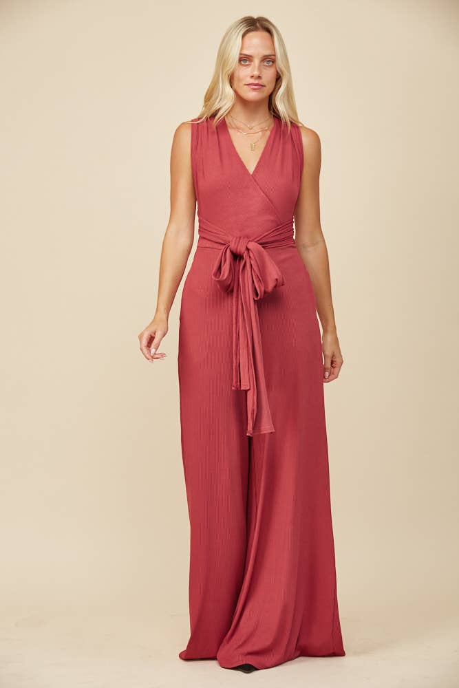 BOHO RIBBED MAGIC MULTIWEAR JUMPSUIT - MARSALA
