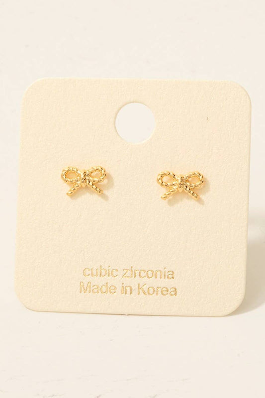 Gold Dipped Mini Bow Stud Earrings